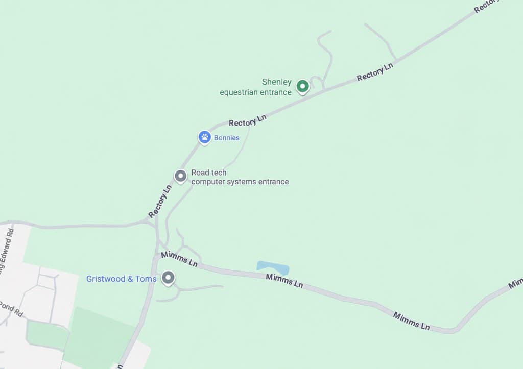 Map showing the Bonnies entrance on Rectory Lane